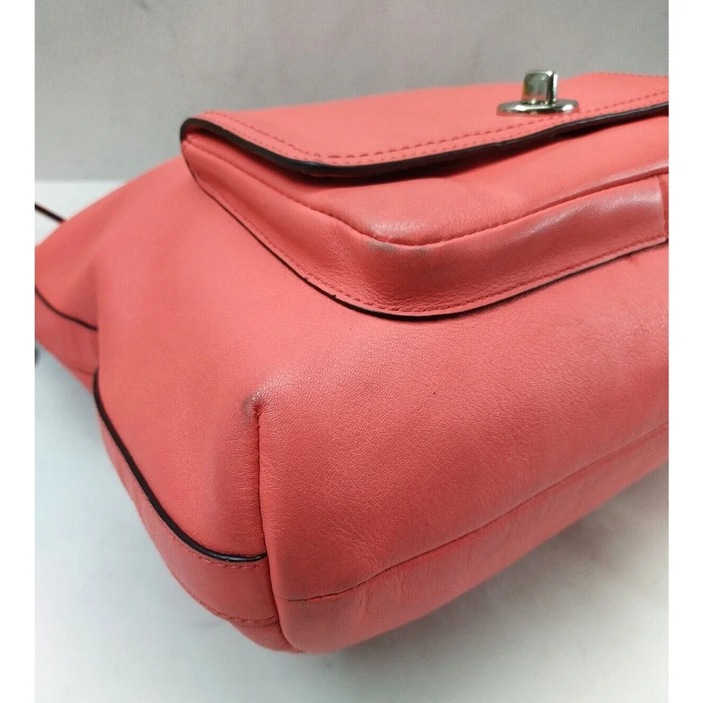 Coach Courtenay Coral Pink Leather Turnlock Pocket Tassel Hobo Shoulder Bag